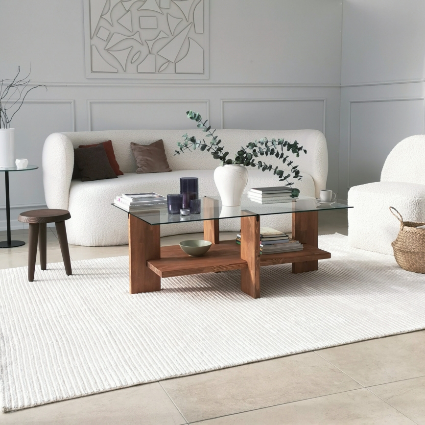 Mesa de centro BABYLON 40x105 cm castanho/transparente