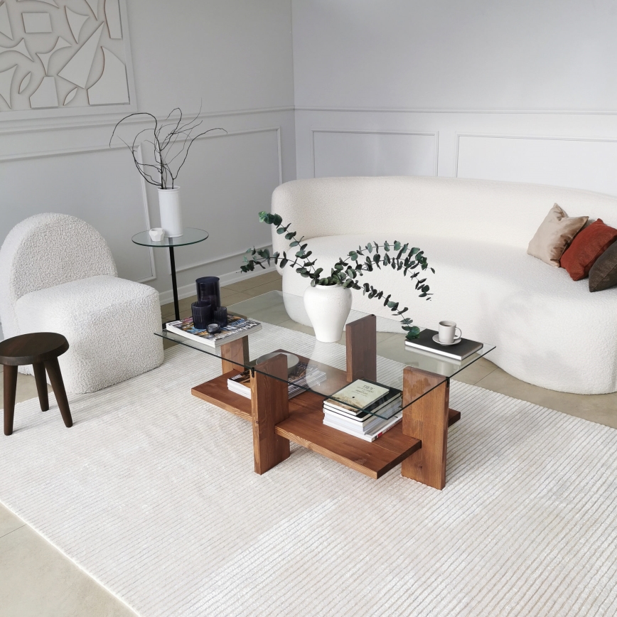 Mesa de centro BABYLON 40x105 cm castanho/transparente