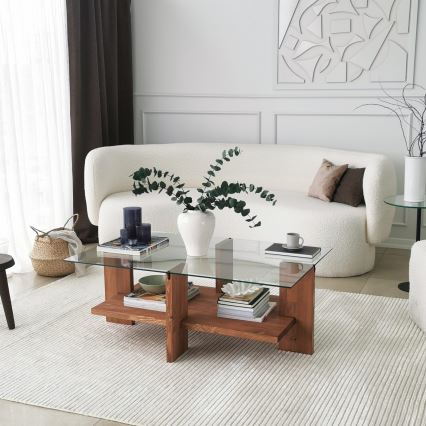 Mesa de centro BABYLON 40x105 cm castanho/transparente