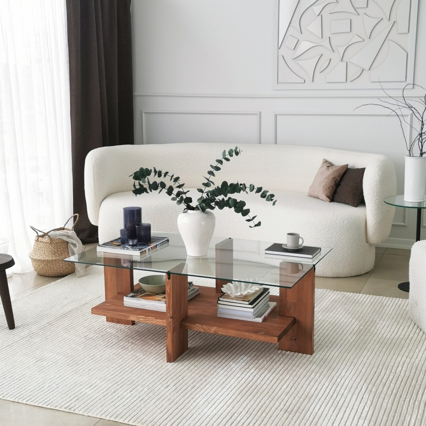 Mesa de centro BABYLON 40x105 cm castanho/transparente