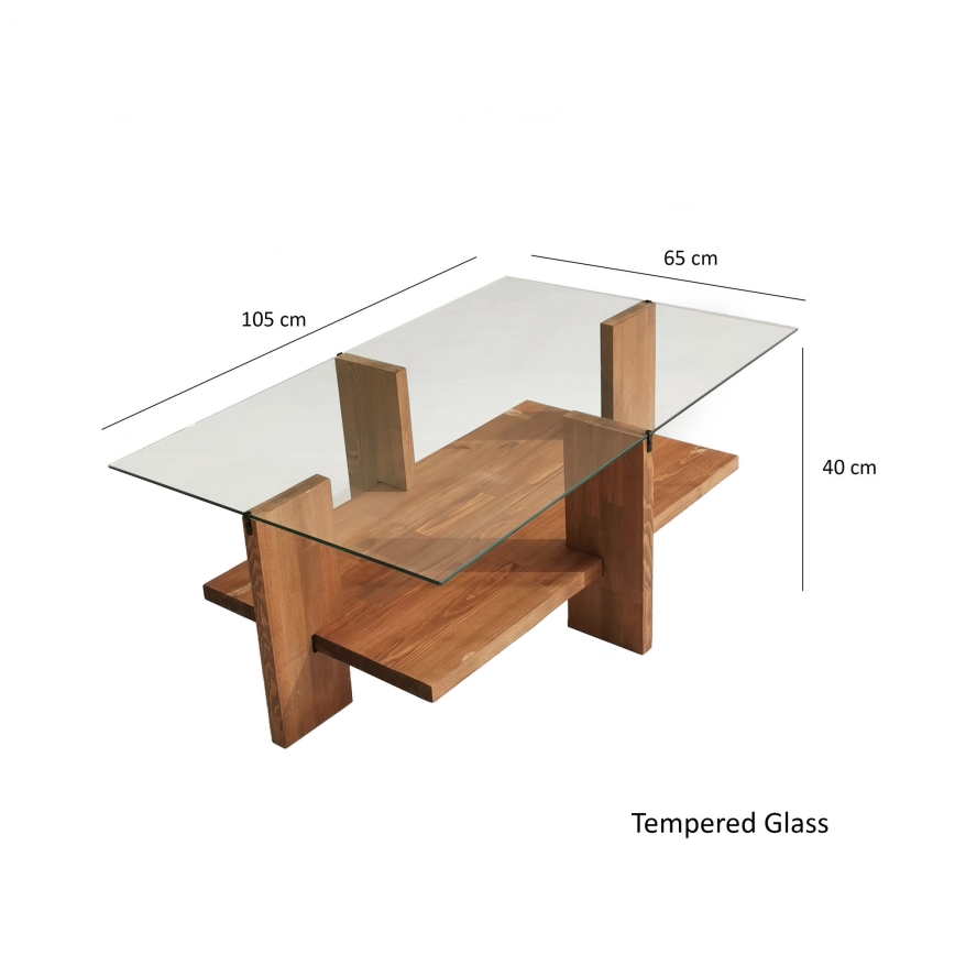 Mesa de centro BABYLON 40x105 cm castanho/transparente