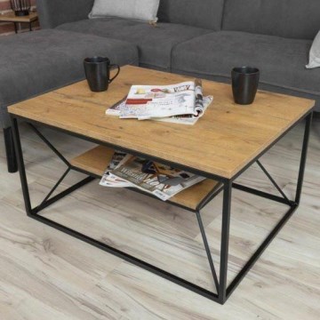 Mesa de centro BASICLOFT 40x80 cm preto/castanho