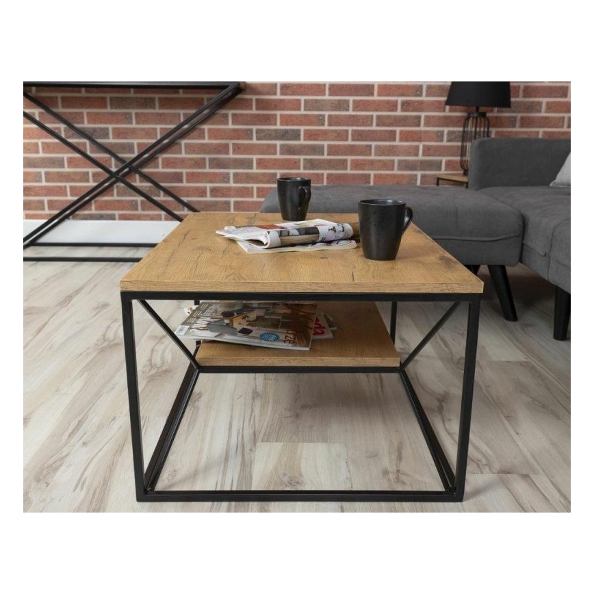 Mesa de centro BASICLOFT 40x80 cm preto/castanho