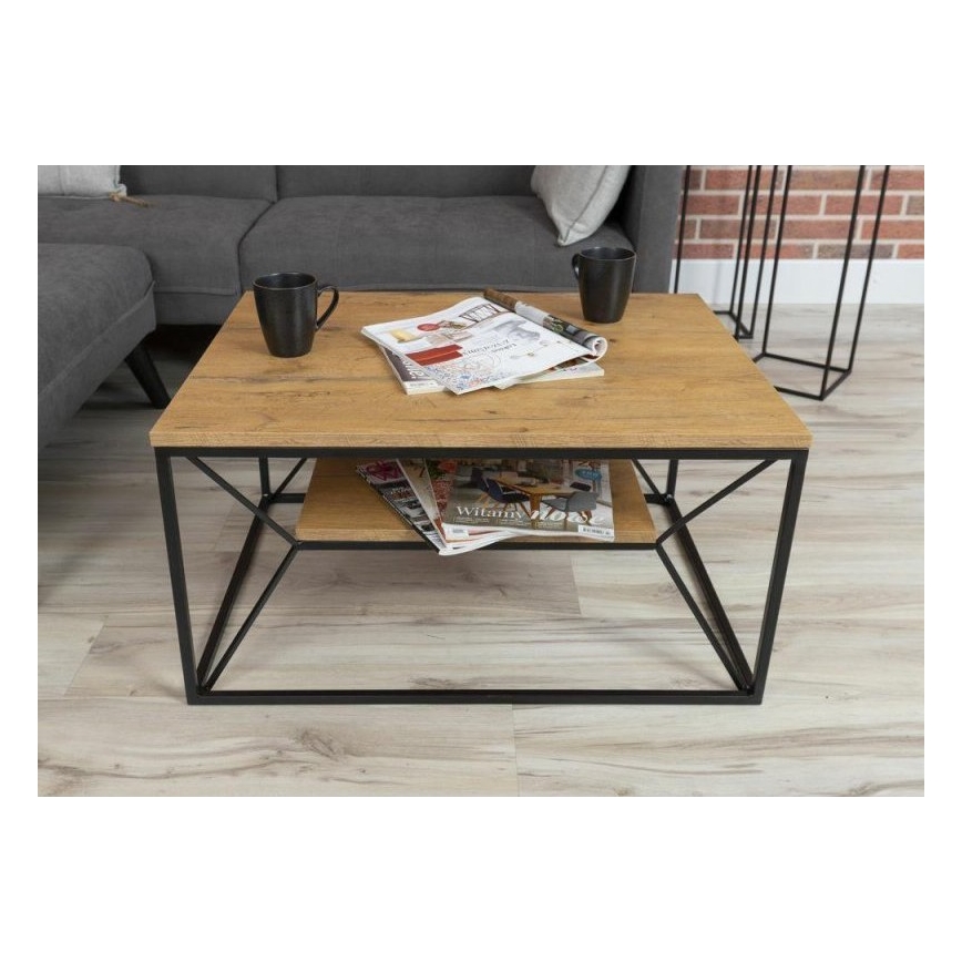 Mesa de centro BASICLOFT 40x80 cm preto/castanho
