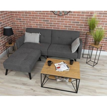 Mesa de centro BASICLOFT 40x80 cm preto/castanho