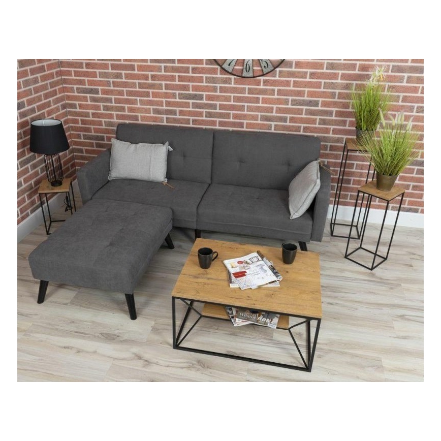 Mesa de centro BASICLOFT 40x80 cm preto/castanho