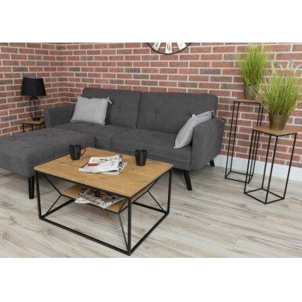 Mesa de centro BASICLOFT 40x80 cm preto/castanho