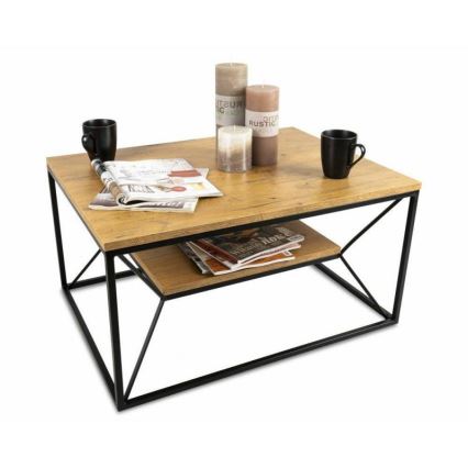 Mesa de centro BASICLOFT 40x80 cm preto/castanho