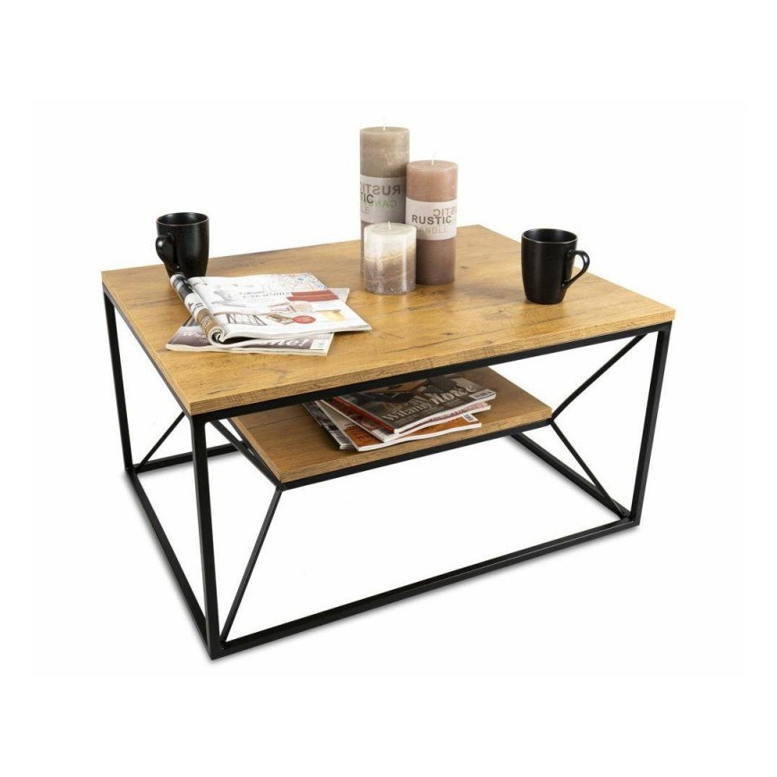 Mesa de centro BASICLOFT 40x80 cm preto/castanho