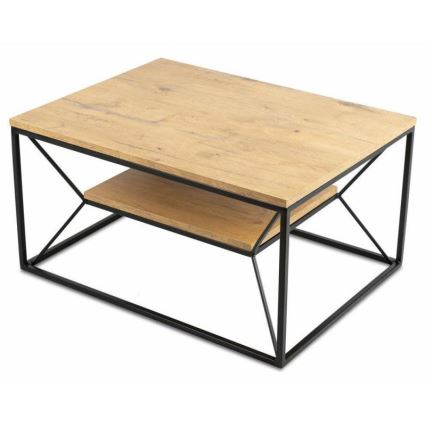 Mesa de centro BASICLOFT 40x80 cm preto/castanho