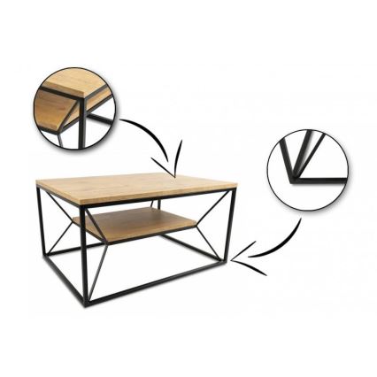 Mesa de centro BASICLOFT 40x80 cm preto/castanho