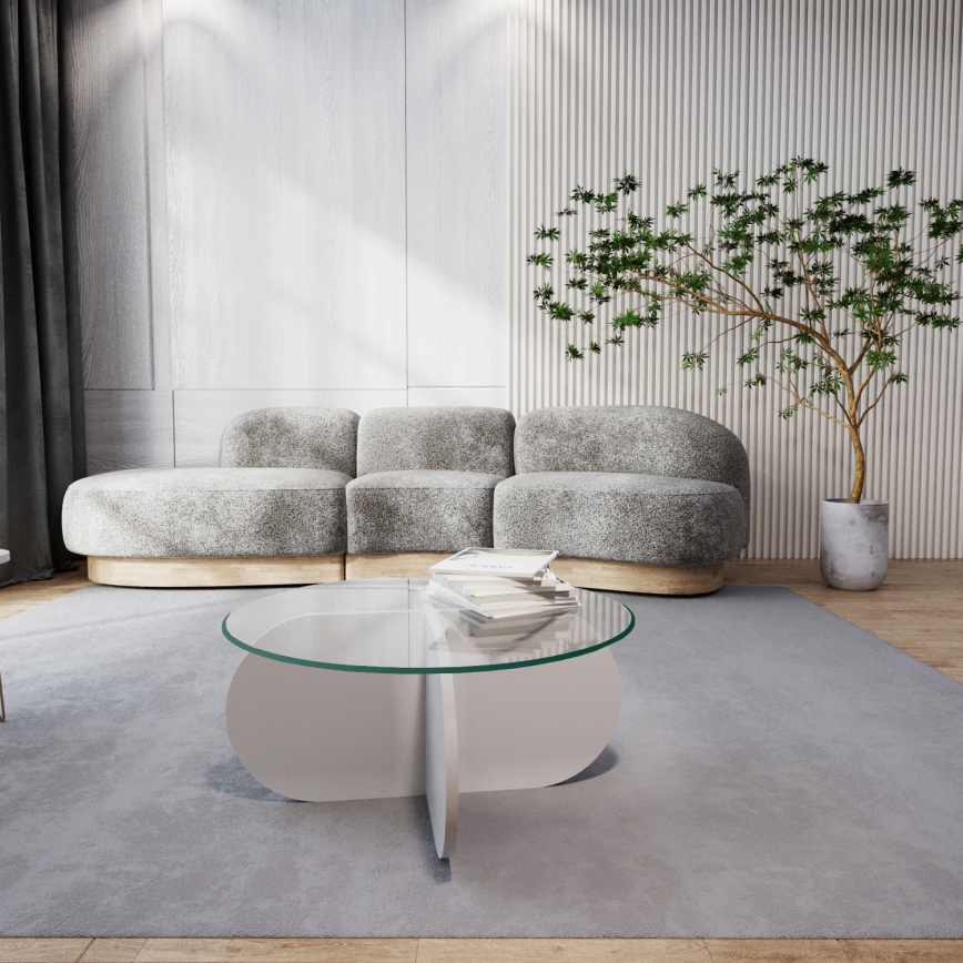 Mesa de centro BUBBLE 35x75 cm branco/transparente