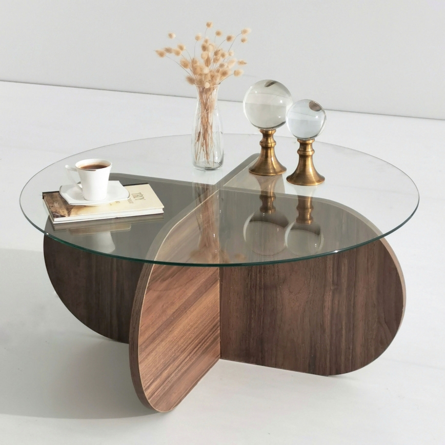 Mesa de centro BUBBLE 35x75 cm castanho/transparente