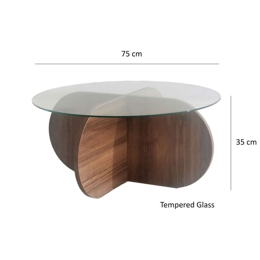 Mesa de centro BUBBLE 35x75 cm castanho/transparente