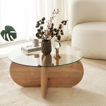 Mesa de centro BUBBLE 35x75 cm castanho/transparente