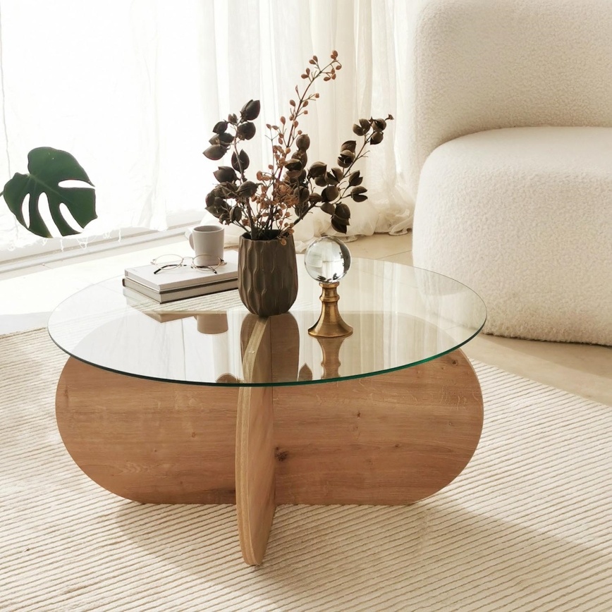 Mesa de centro BUBBLE 35x75 cm castanho/transparente