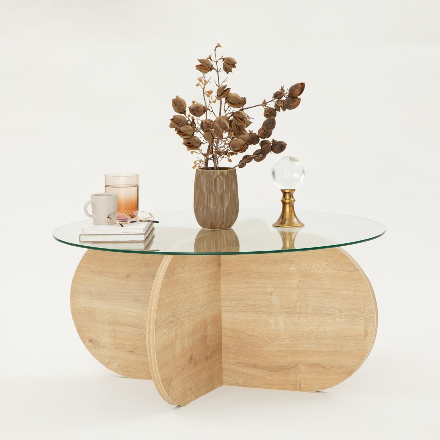 Mesa de centro BUBBLE 35x75 cm castanho/transparente