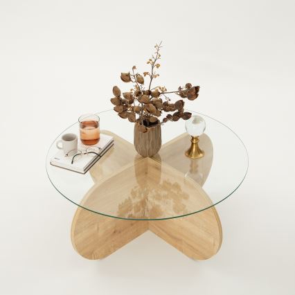 Mesa de centro BUBBLE 35x75 cm castanho/transparente