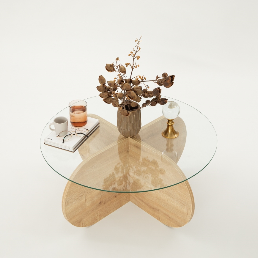 Mesa de centro BUBBLE 35x75 cm castanho/transparente