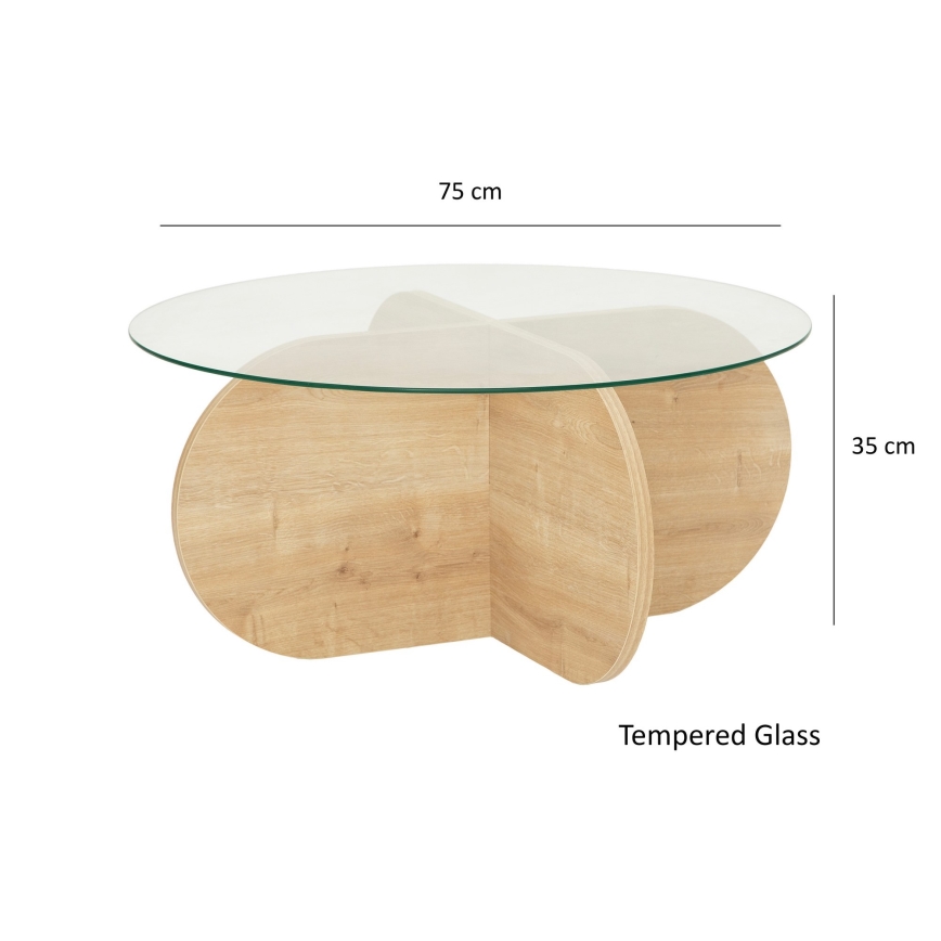 Mesa de centro BUBBLE 35x75 cm castanho/transparente