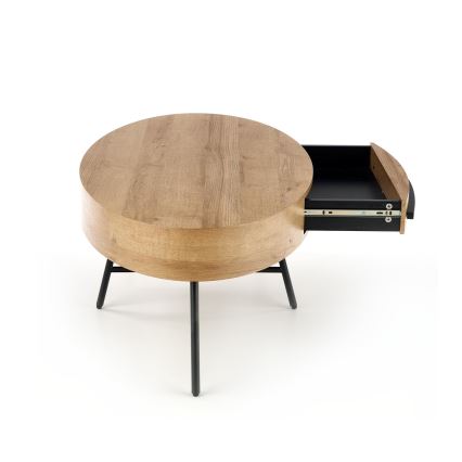 Mesa de apoio com gaveta CAROLINA 41x120 cm dourado carvalho/preto