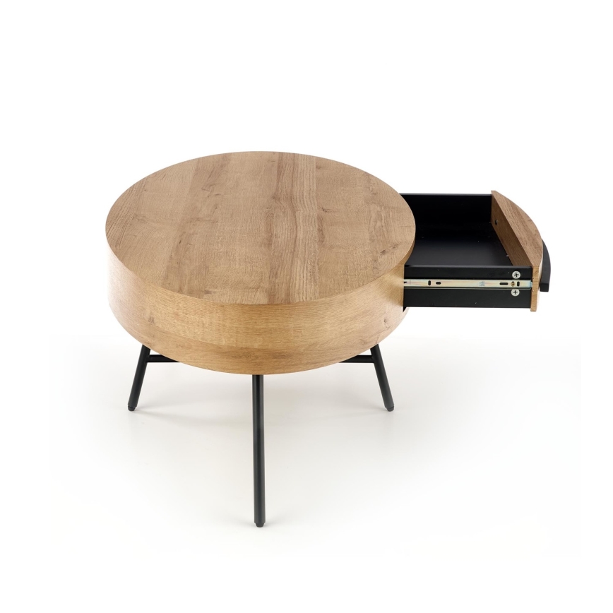 Mesa de apoio com gaveta CAROLINA 41x120 cm dourado carvalho/preto