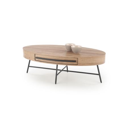 Mesa de apoio com gaveta CAROLINA 41x120 cm dourado carvalho/preto