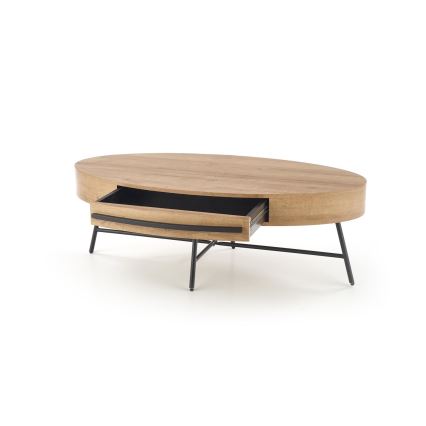 Mesa de apoio com gaveta CAROLINA 41x120 cm dourado carvalho/preto