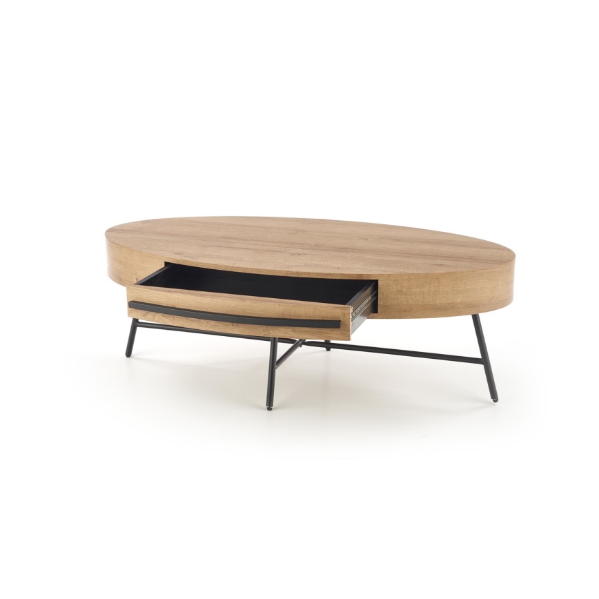 Mesa de apoio com gaveta CAROLINA 41x120 cm dourado carvalho/preto