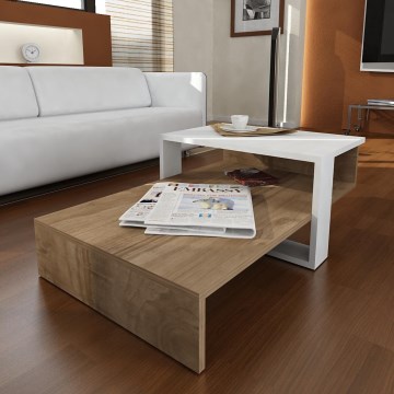Mesa de centro CHAIN 90x43,6 cm castanho/branco