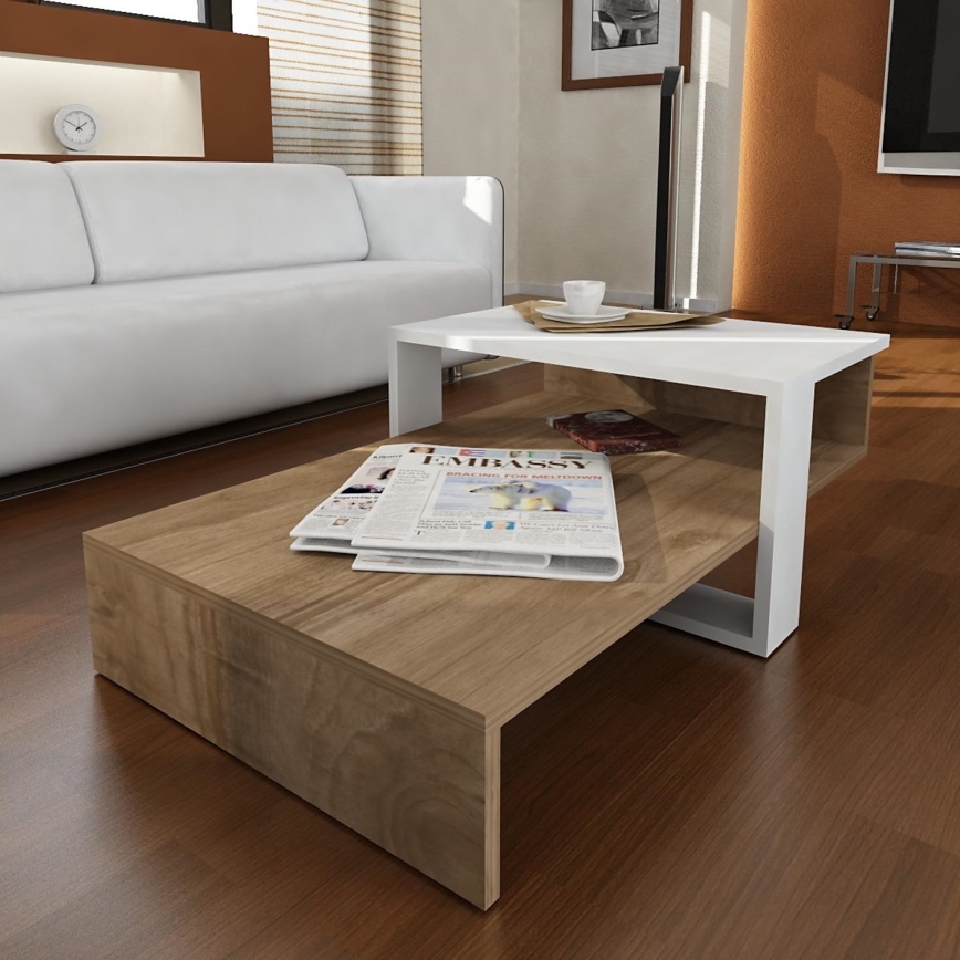 Mesa de centro CHAIN 90x43,6 cm castanho/branco