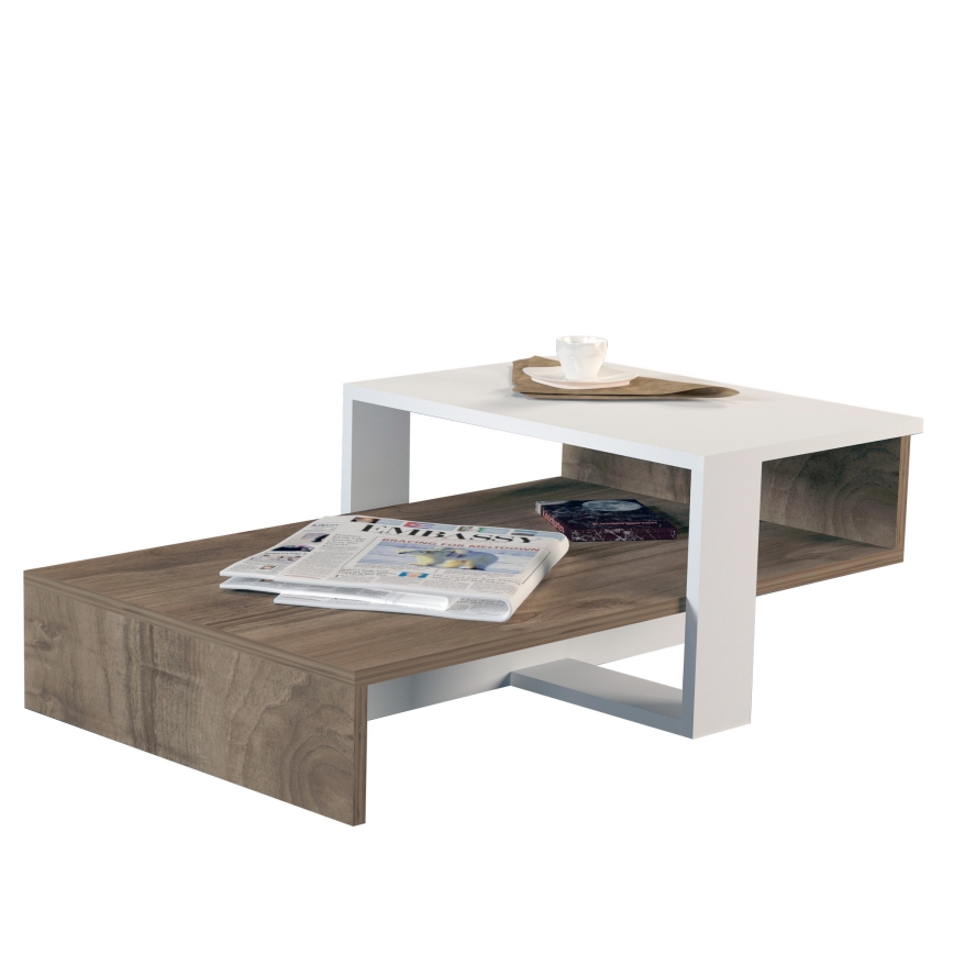 Mesa de centro CHAIN 90x43,6 cm castanho/branco