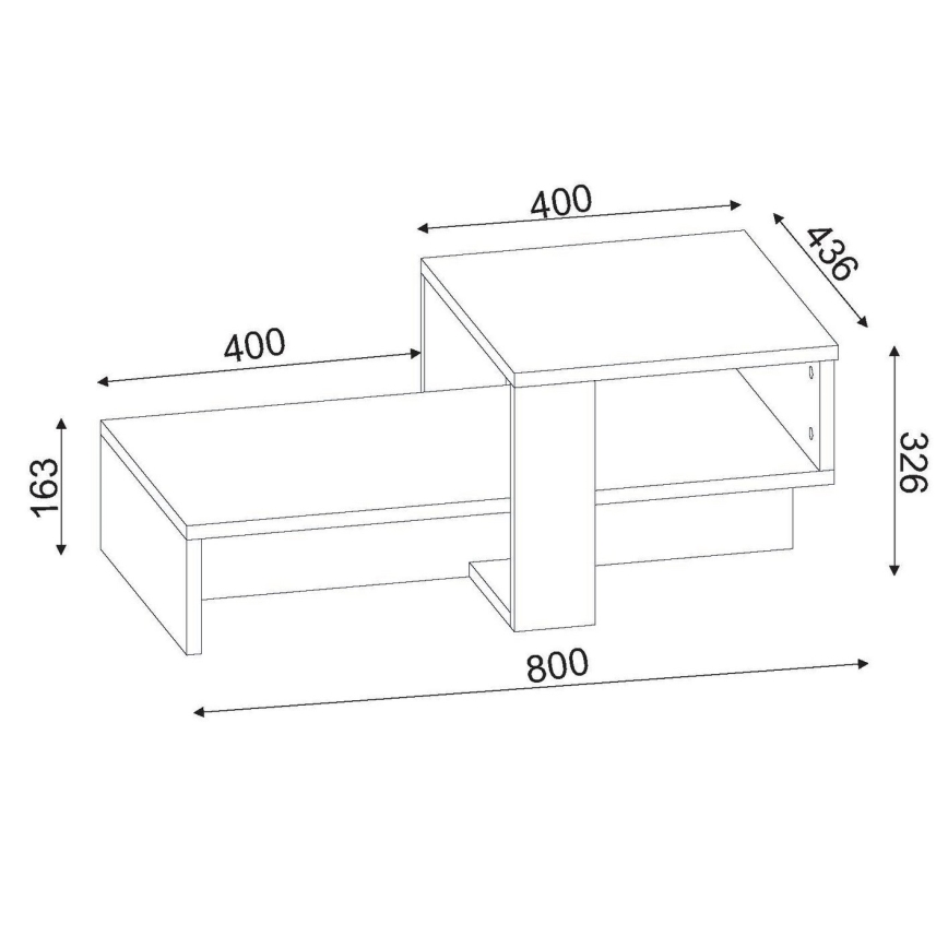 Mesa de centro CHAIN 90x43,6 cm castanho/branco