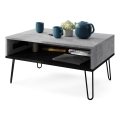 Mesa de centro com tampo elevatório e prateleira HALIJA cinzento/preto