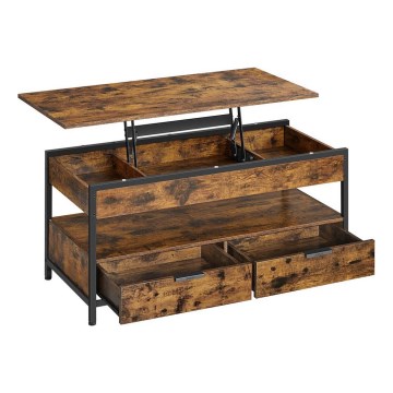 Mesa de centro com tampo elevatório NYRO castanha/preta