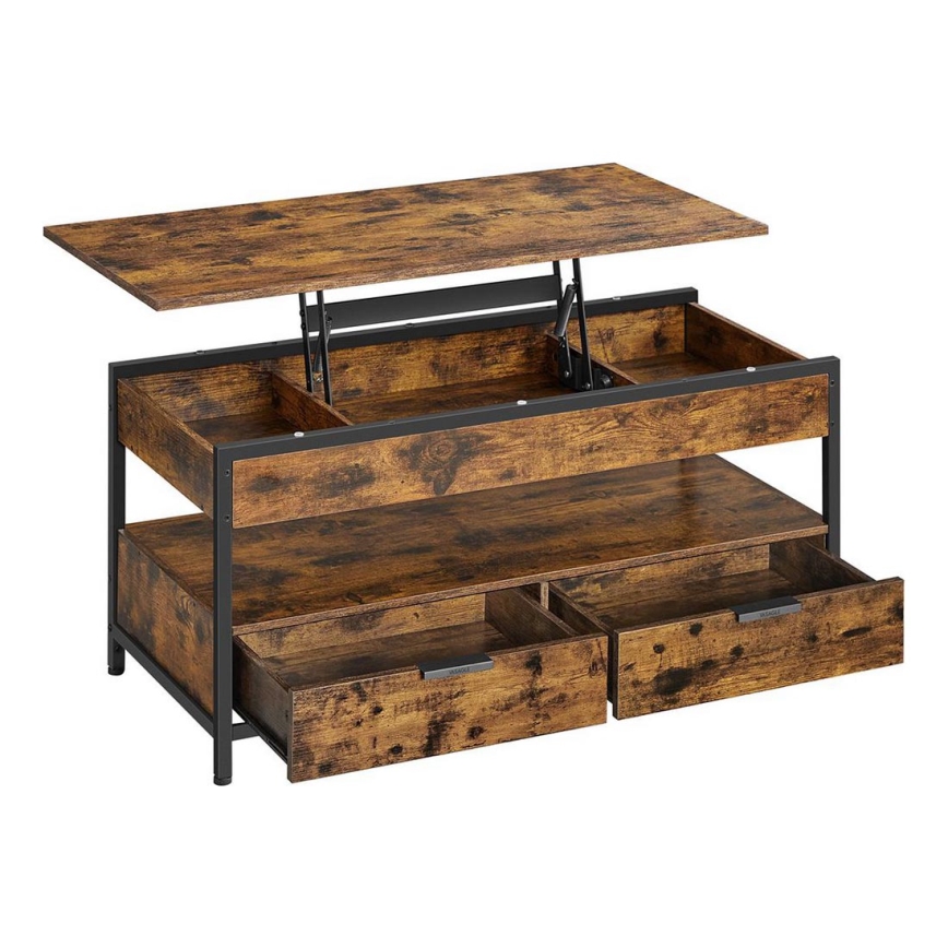 Mesa de centro com tampo elevatório NYRO castanha/preta