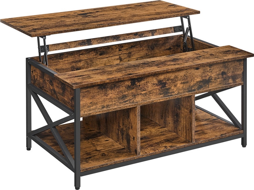 Mesa de centro com tampo elevatório NYRO castanho/preto