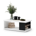 Mesa de centro com uma prateleira e espaço de arrumação LORA branco/preto