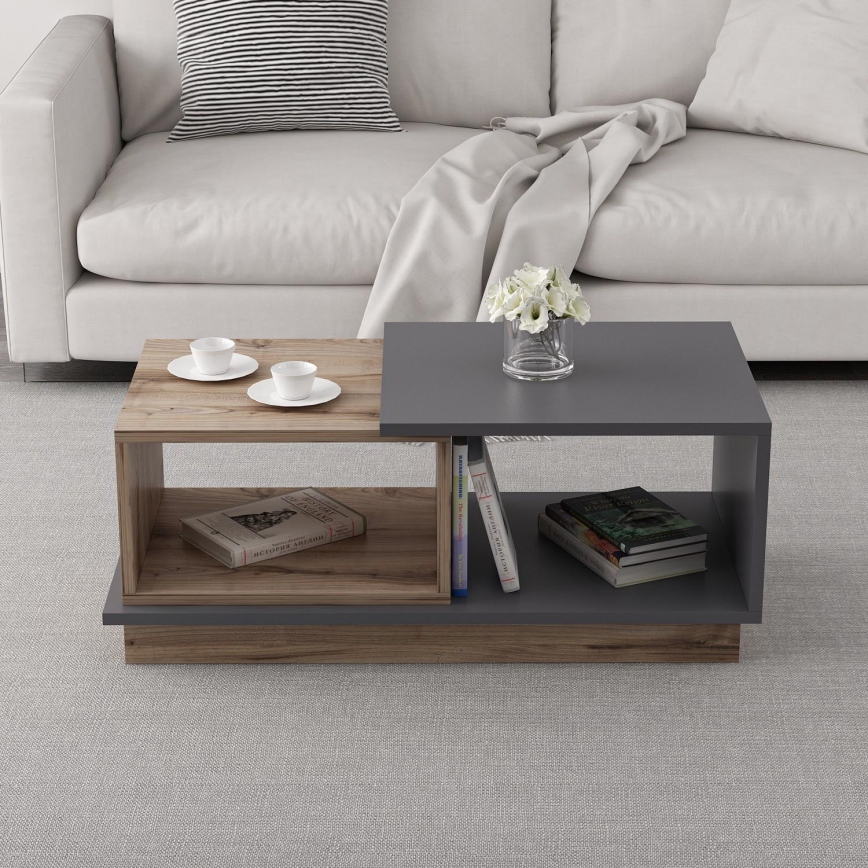 Mesa de centro CONSEPT 36x90 cm castanho/cinzento