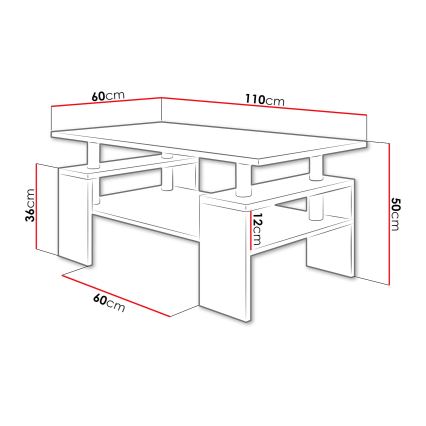 Mesa de centro CUBE 50x110 cm branco