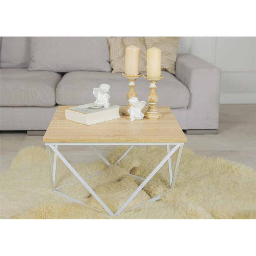 Mesa de centro CURVED 60x60 cm branco/bege