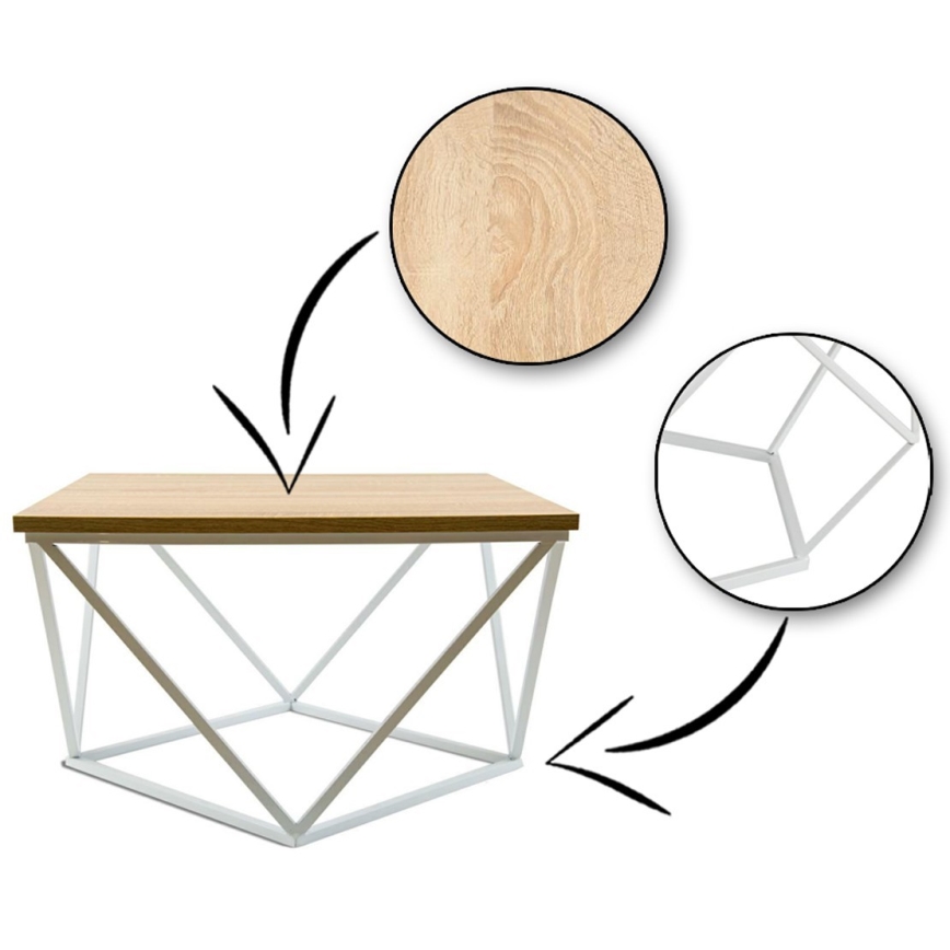 Mesa de centro CURVED 60x60 cm branco/bege