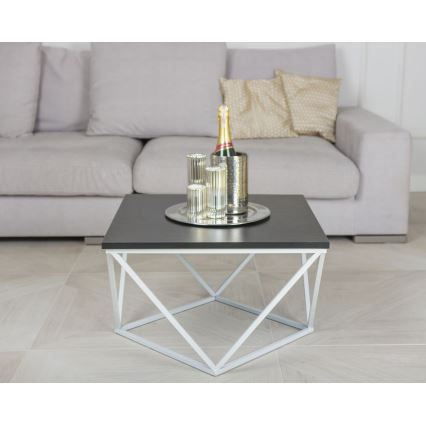 Mesa de centro CURVED 60x60 cm branco/preto