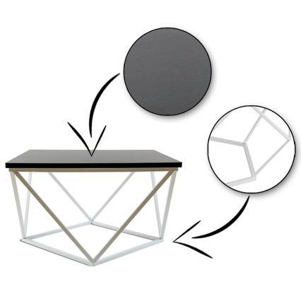Mesa de centro CURVED 60x60 cm branco/preto