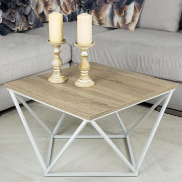 Mesa de centro CURVED 62x62 cm branco/castanho