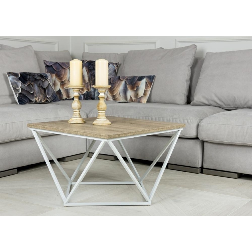 Mesa de centro CURVED 62x62 cm branco/castanho