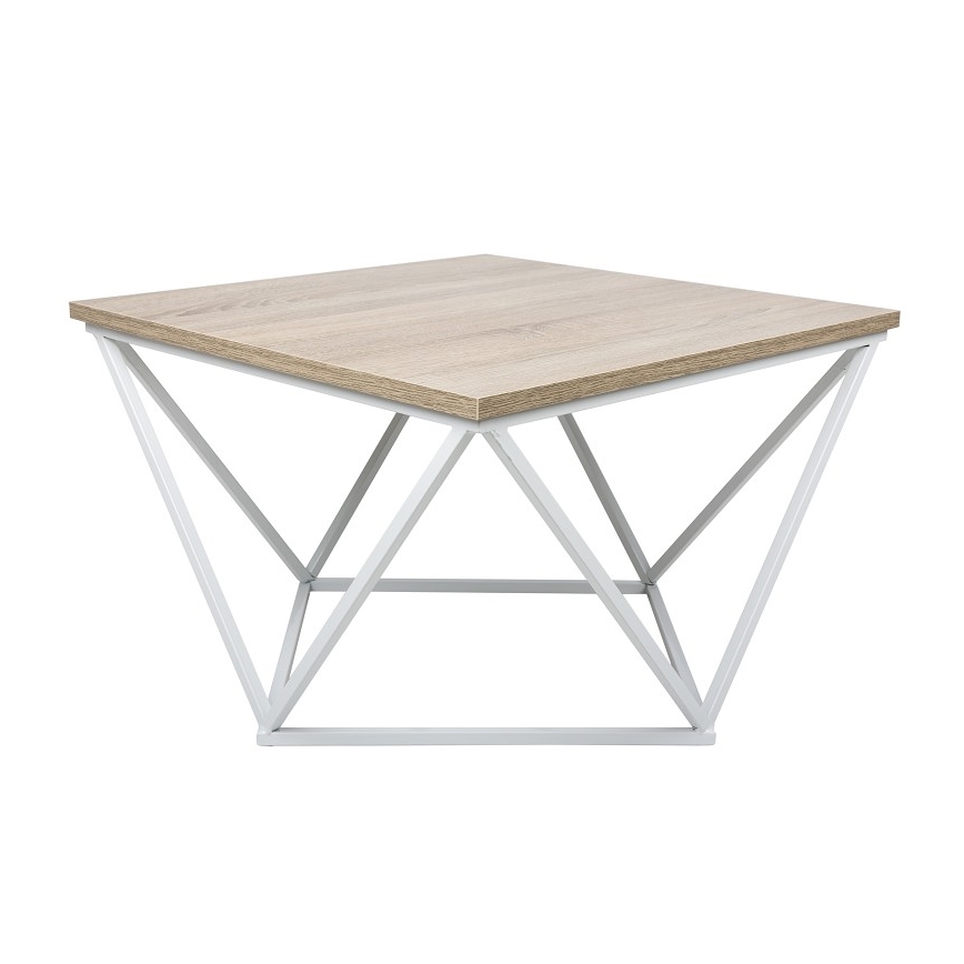 Mesa de centro CURVED 62x62 cm branco/castanho