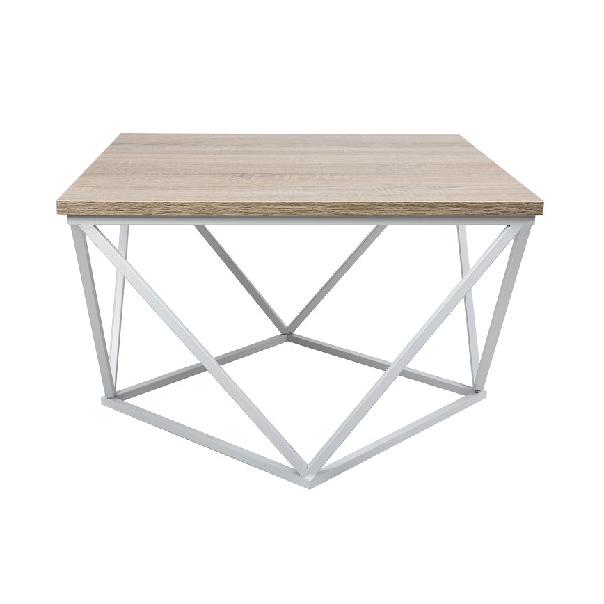 Mesa de centro CURVED 62x62 cm branco/castanho