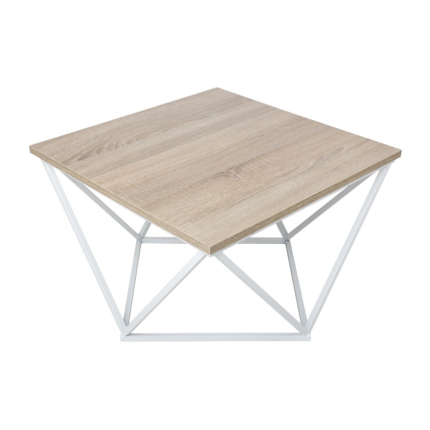 Mesa de centro CURVED 62x62 cm branco/castanho