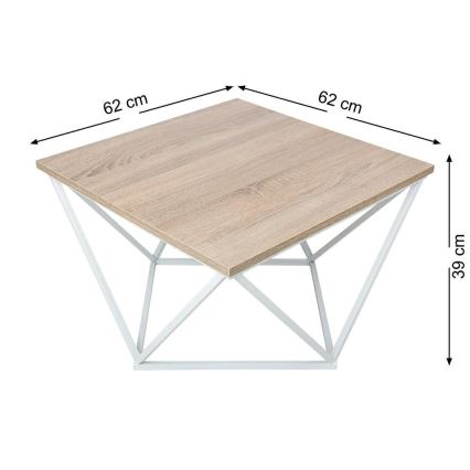 Mesa de centro CURVED 62x62 cm branco/castanho